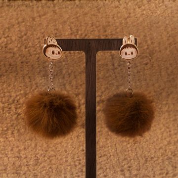 Warm Fluffy Holiday Series-LABUBU Pompom Earring