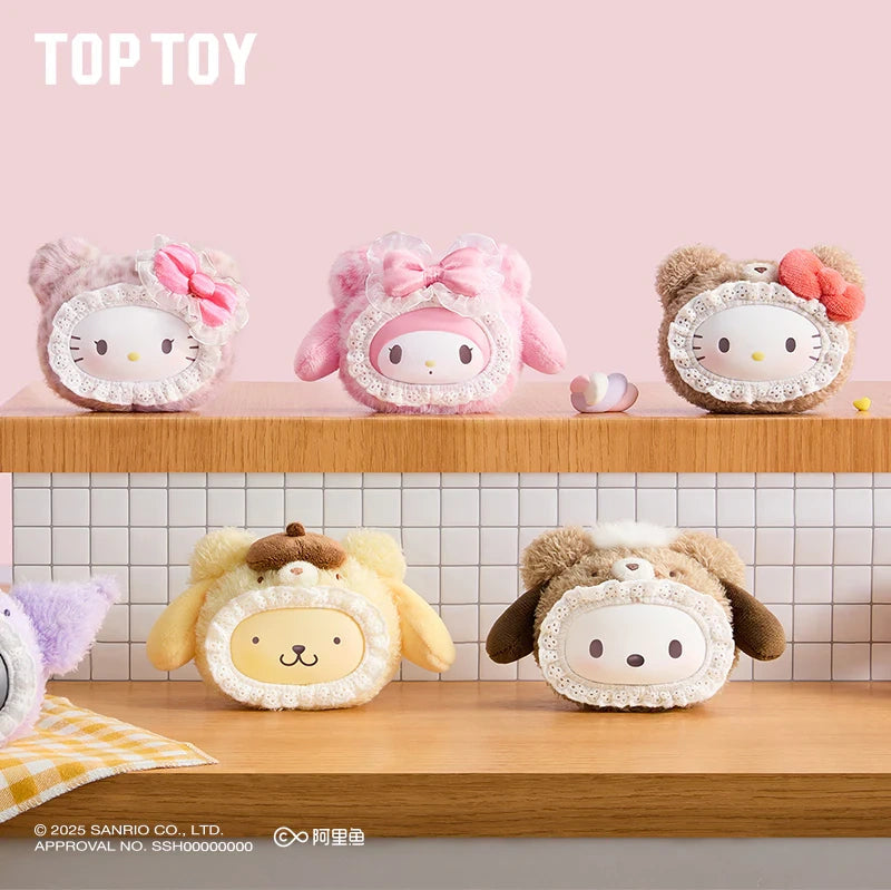 TOP TOY SANRIO Fluffy Teddy Bear Plush Keychain Gift Blind Box