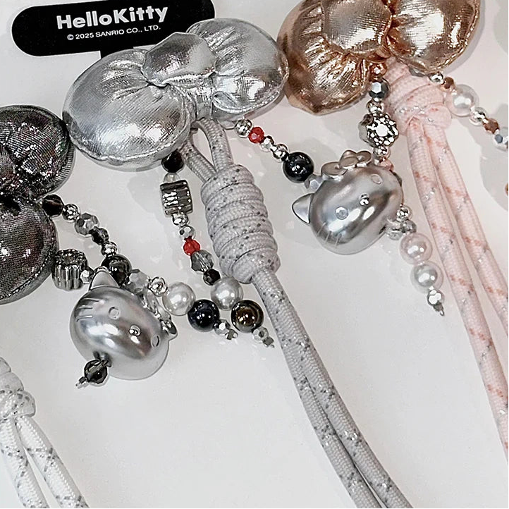 TOP TOY Hello Kitty Gold Glitter Phone Charms – Phone Strap, Mini Charm & Shoulder Lanyard