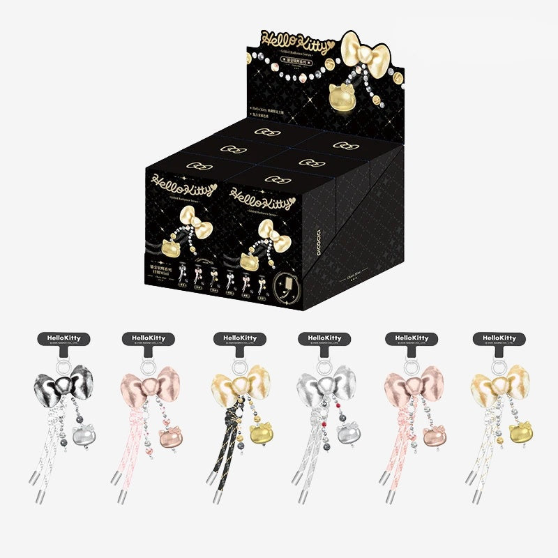 TOP TOY Hello Kitty Gold Glitter Phone Charms – Phone Strap, Mini Charm & Shoulder Lanyard