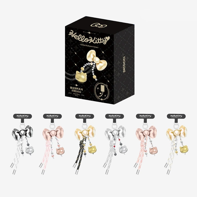 TOP TOY Hello Kitty Gold Glitter Phone Charms – Phone Strap, Mini Charm & Shoulder Lanyard
